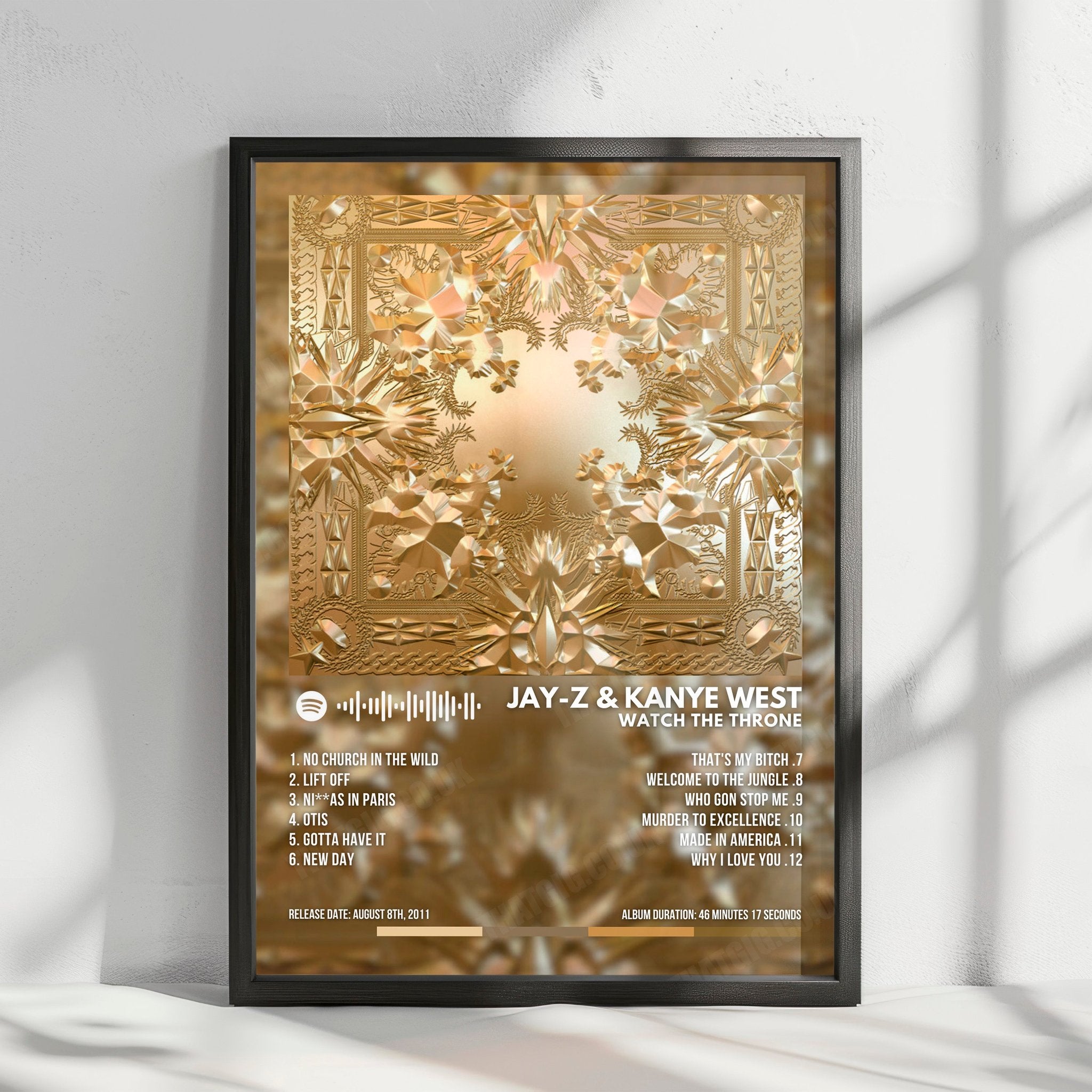 Jay-Z & Kanye West "Watch The Throne" Album Cover Poster - with Complete Tracklist