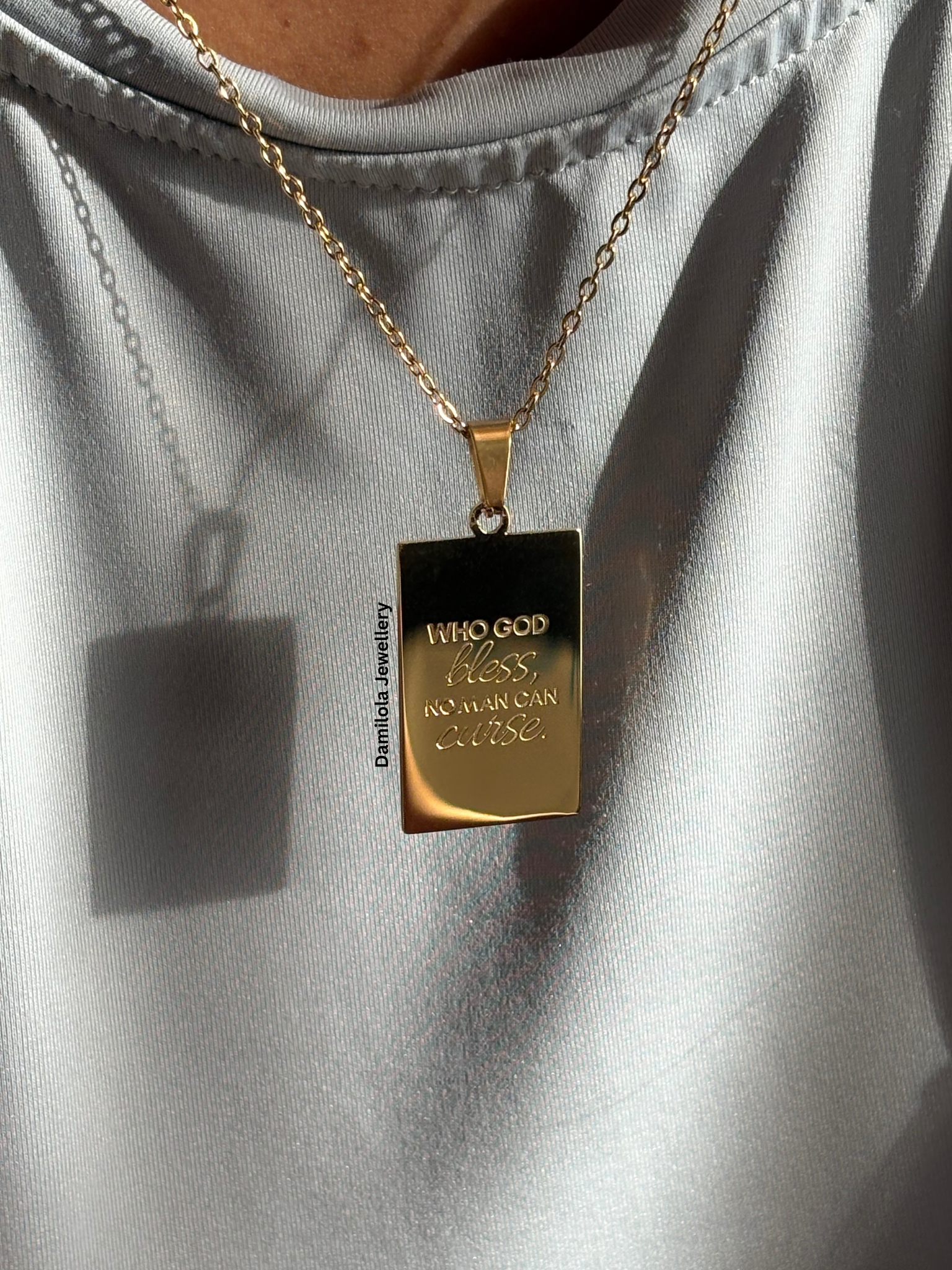 ‘Who God Bless, No Man Can Curse’ Necklace - Gold/Silver - Double Sided