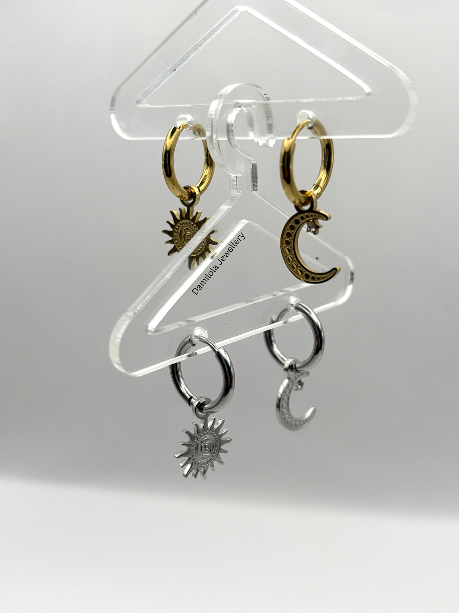 Moon Star Small Huggies Hoop Earrings - Gold/Silver