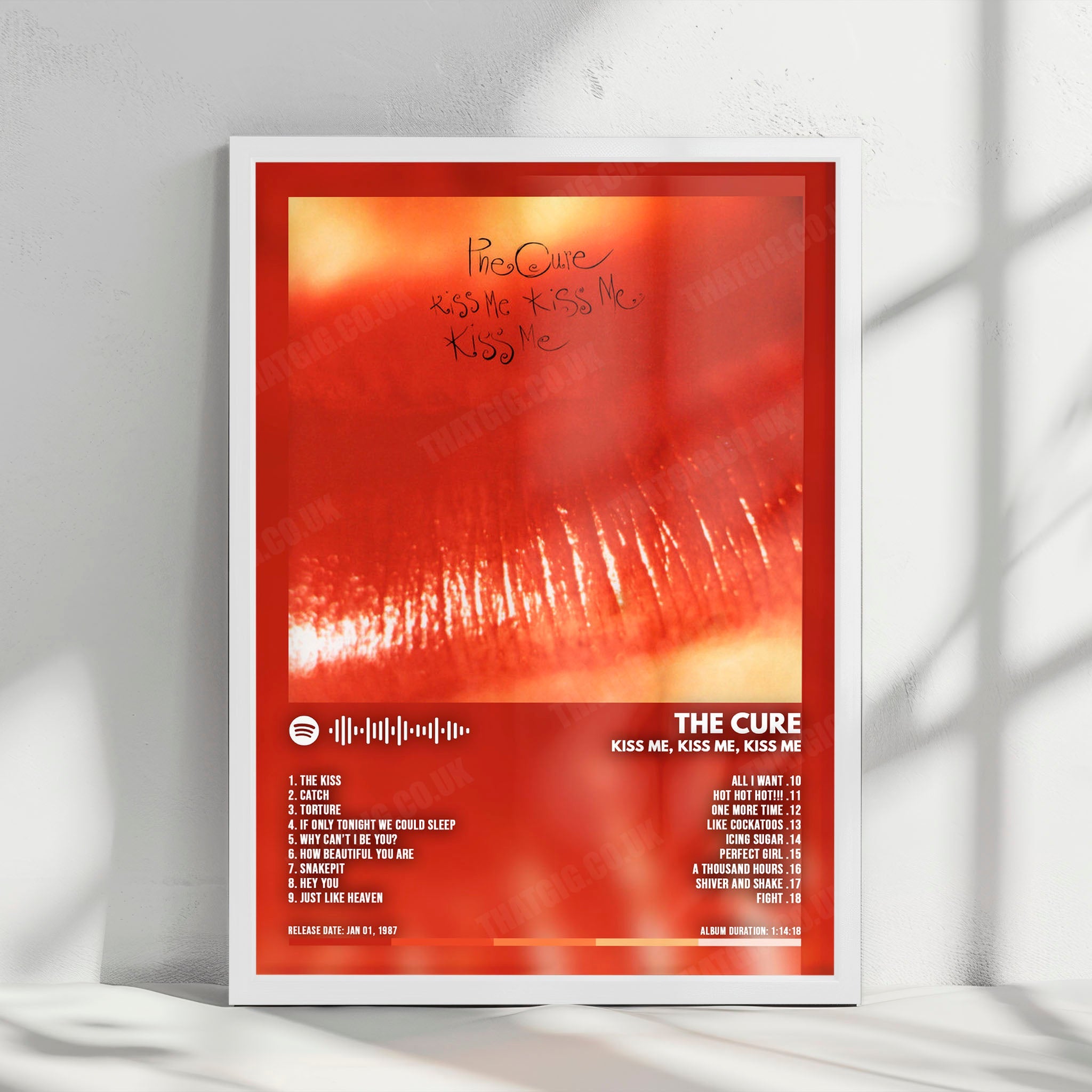 The Cure "Kiss Me, Kiss Me, Kiss Me" Album Cover Poster - with Complete Tracklist