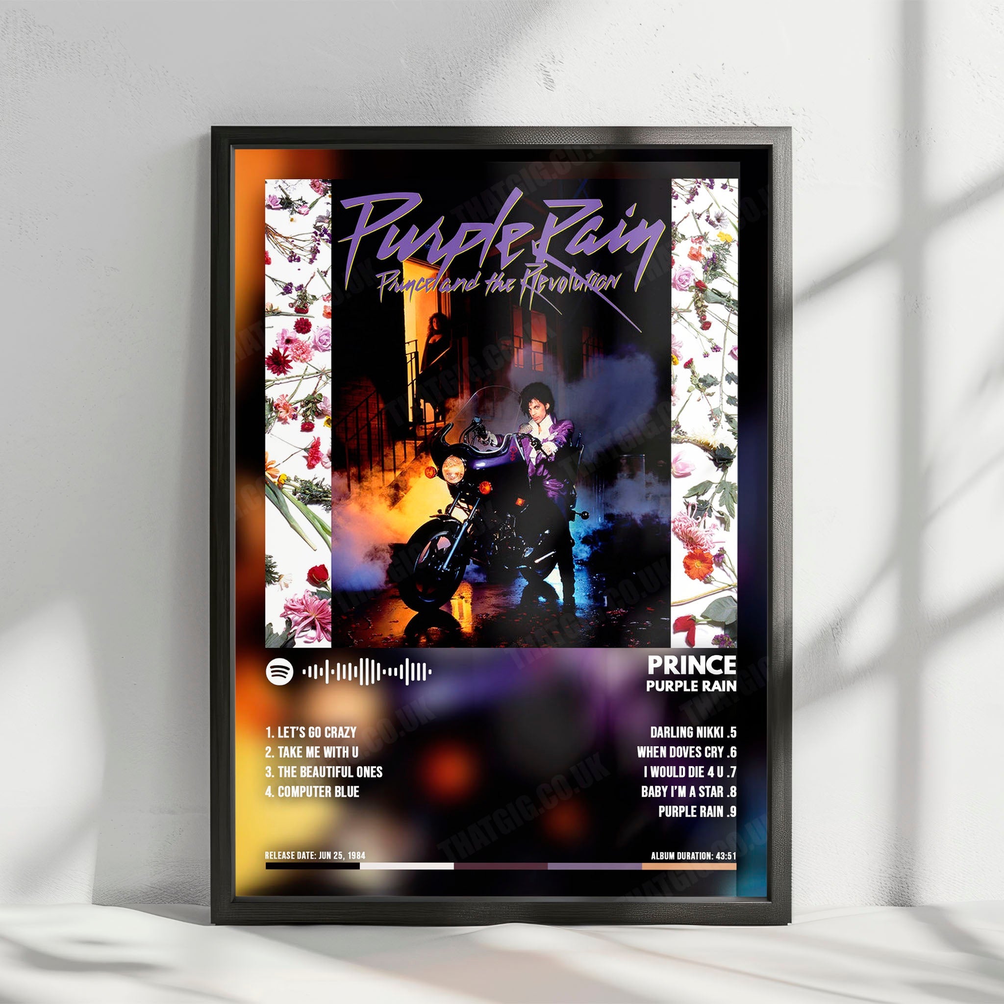 Prince "Purple Rain  " Album Cover Poster - with Complete Tracklist
