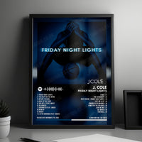 J. Cole "Friday Night Lights" Album Cover Poster - with Complete Tracklist