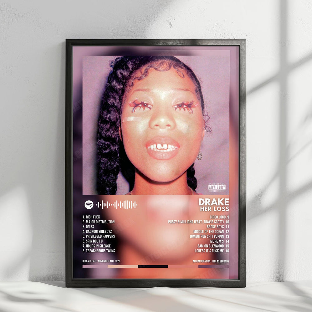 Drake "Her Loss" Album Cover Poster - with Complete Tracklist