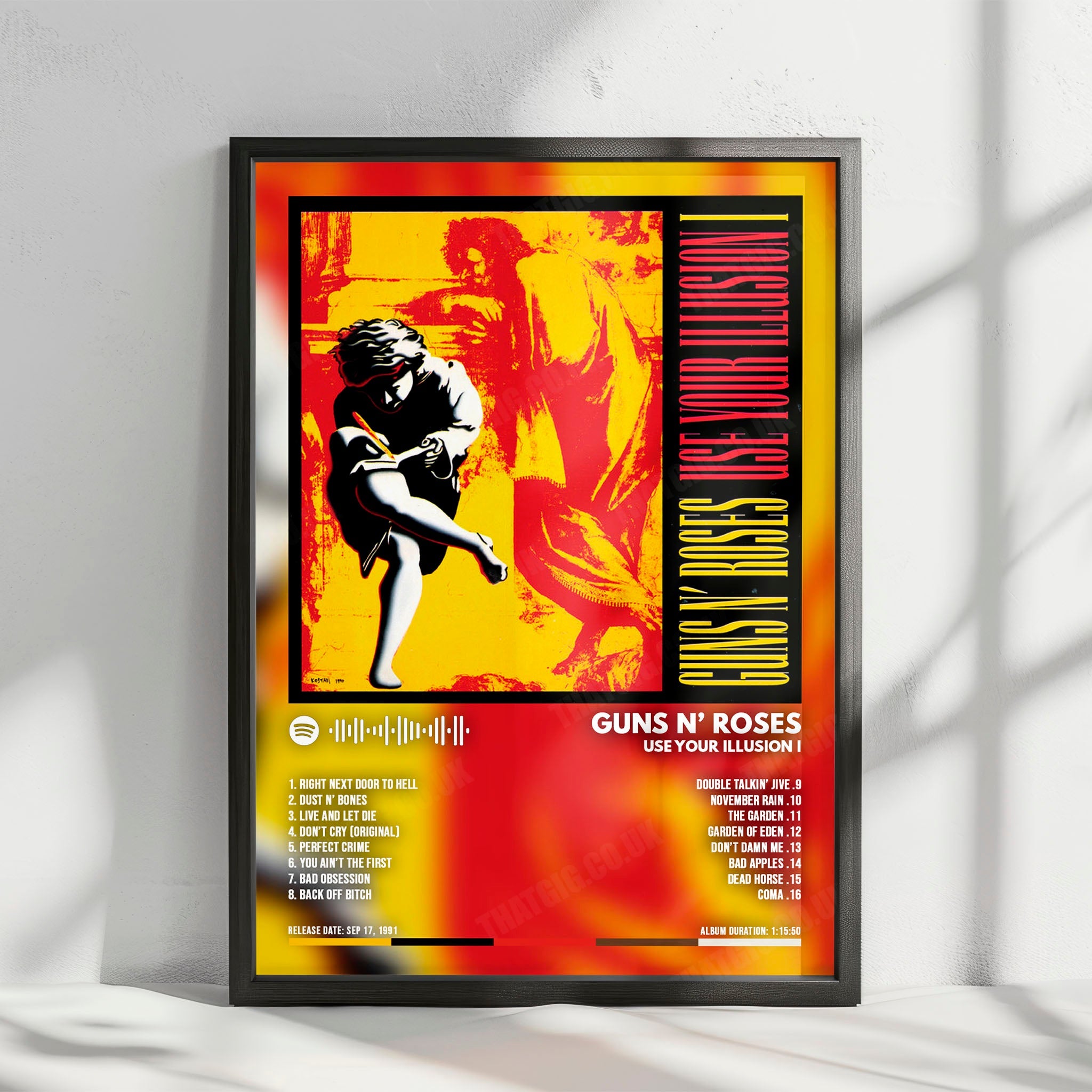 Guns N' Roses "Use Your Illusion I" Album Cover Poster - with Complete Tracklist