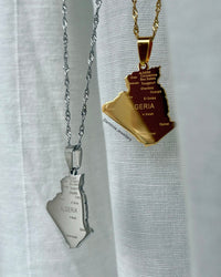 Algeria Engraved Map Necklace - Gold/Silver