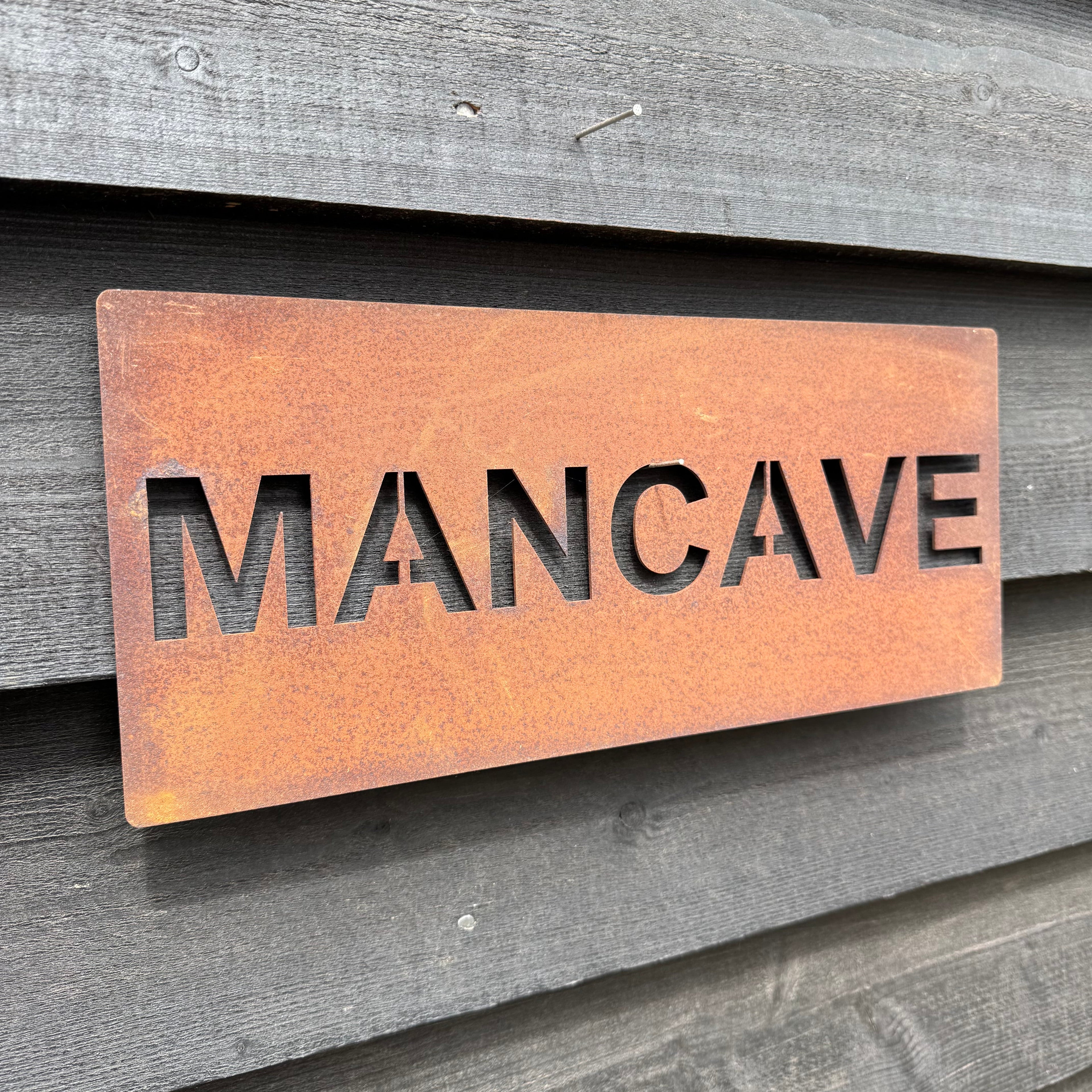 Rustic Metal Mancave Sign