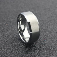 The Cassiopeia - 8mm Brushed Tungsten Bevelled Edge Ring