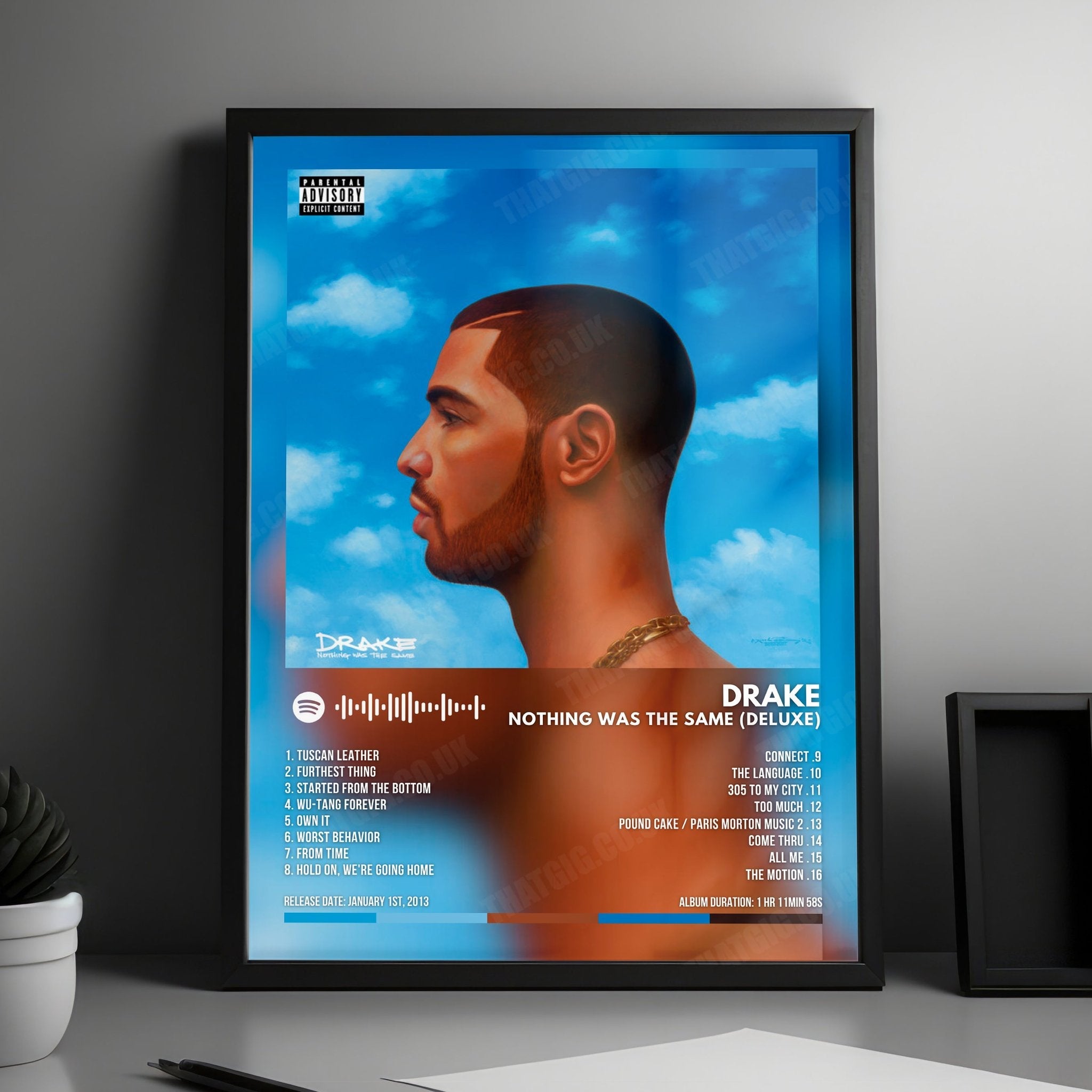 Drake "Nothing Was The Same (Deluxe)" Album Cover Poster - with Complete Tracklist