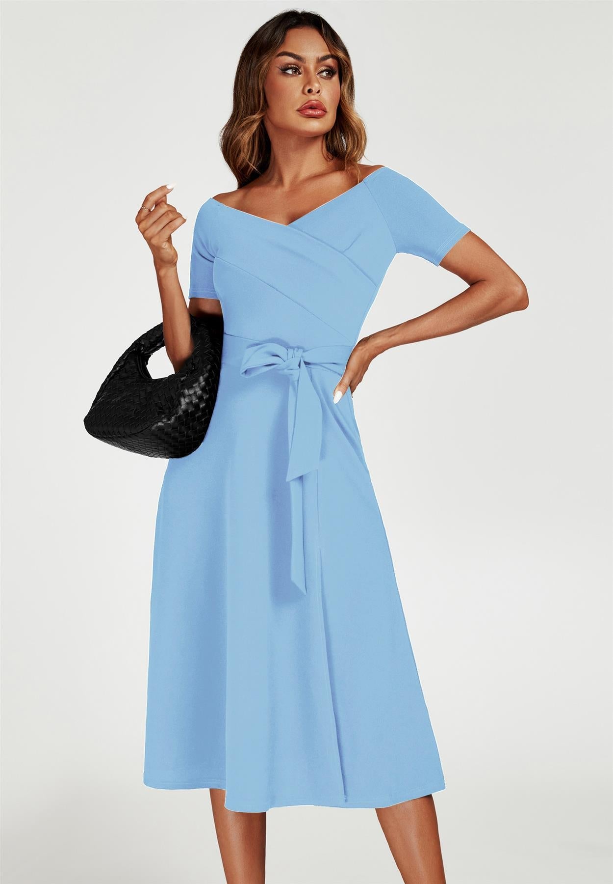 Bardot Midi Dress In Light Blue