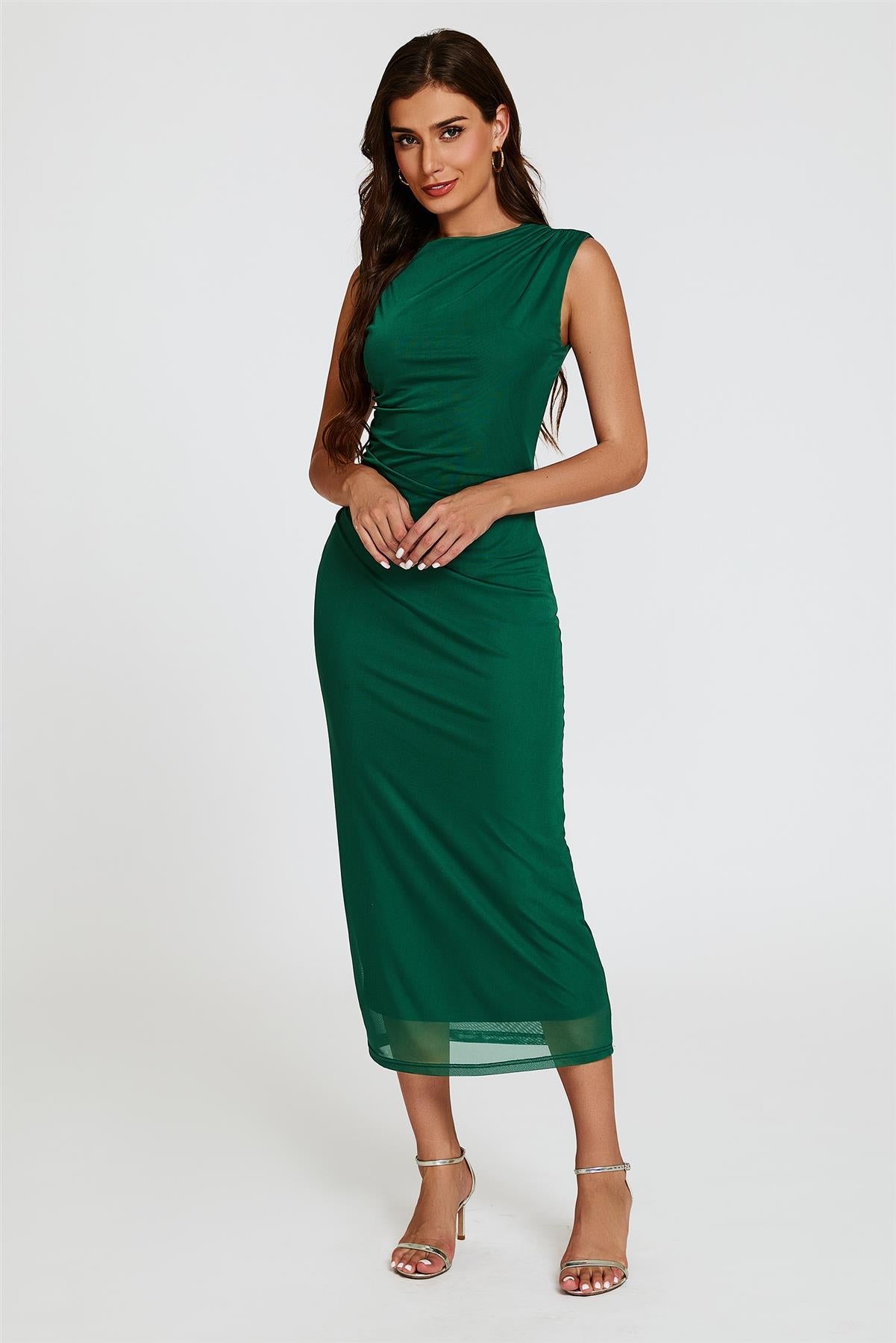 Mesh Maxi Dress In Green