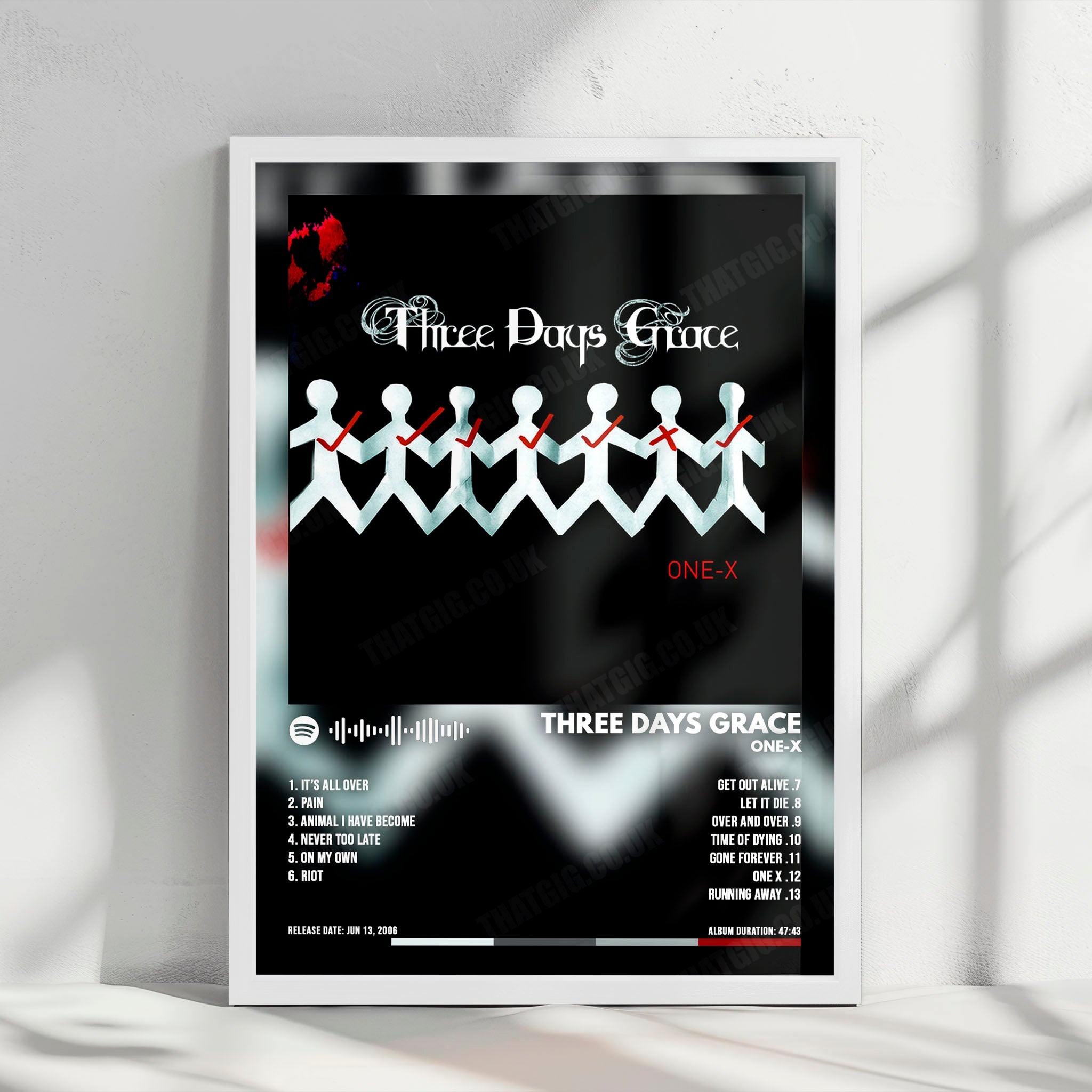 Three Days Grace "One-X" Album Cover Poster - with Complete Tracklist
