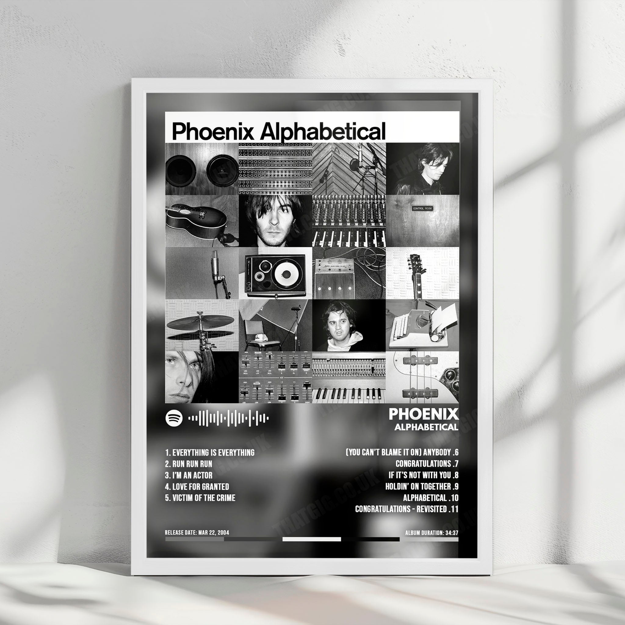 Phoenix "Alphabetical" Album Cover Poster - with Complete Tracklist