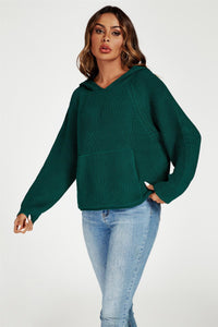 Star Pattern Knitted Hoodie In Green