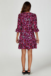 Leopard Print Mini Dress In Pink