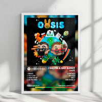 J Balvin & Bad Bunny "Oasis" Album Cover Poster - with Complete Tracklist