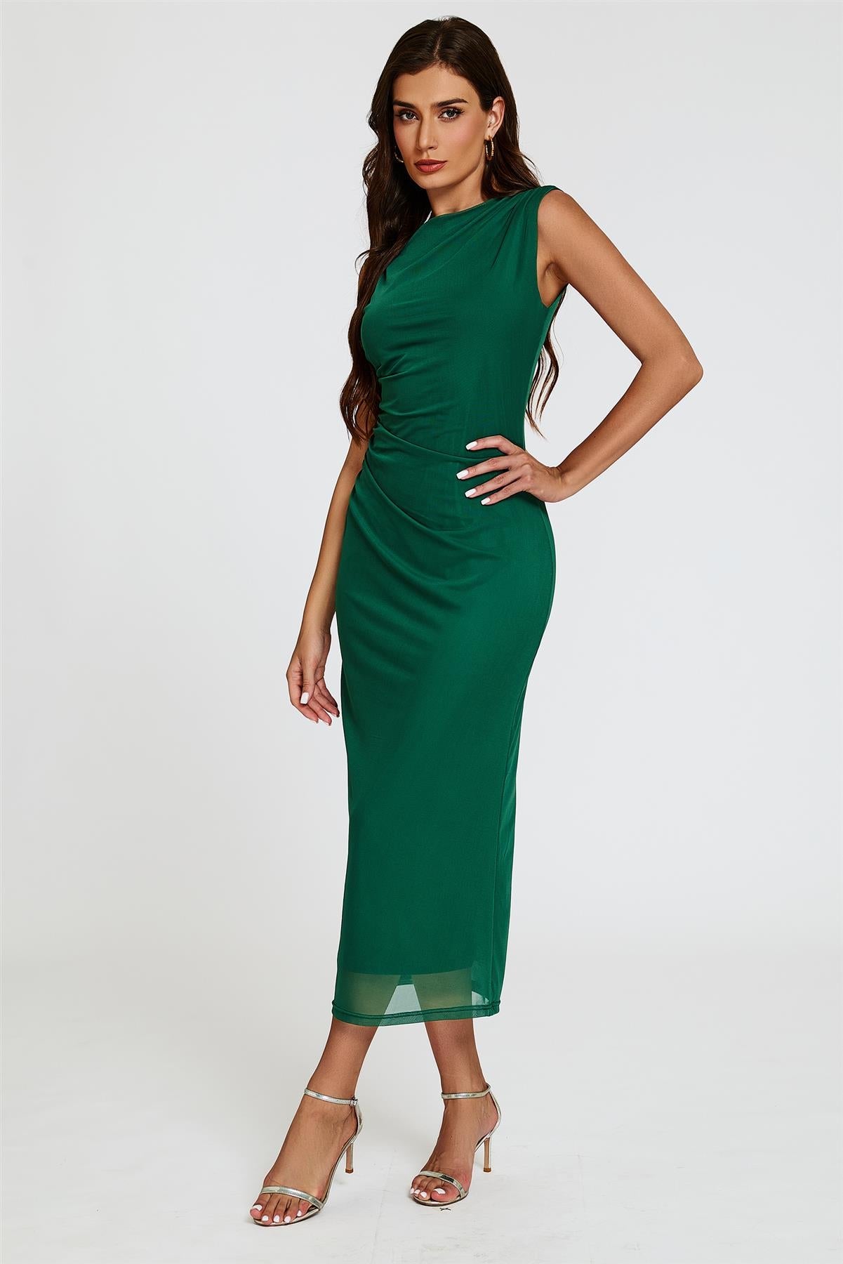 Mesh Maxi Dress In Green