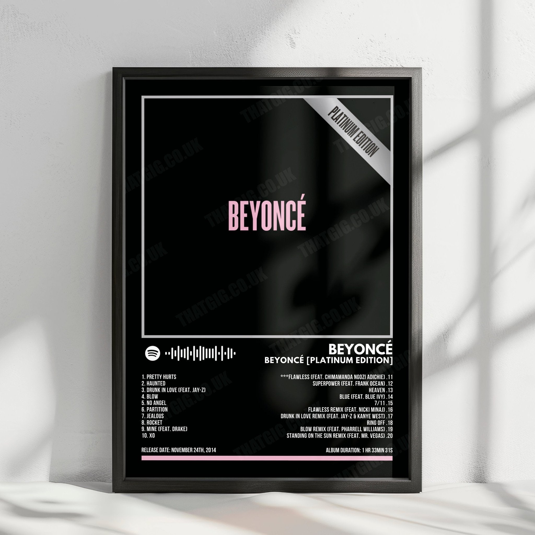 Beyoncé "Beyoncé (Platinum Edition)" Album Cover Poster - with Complete Tracklist