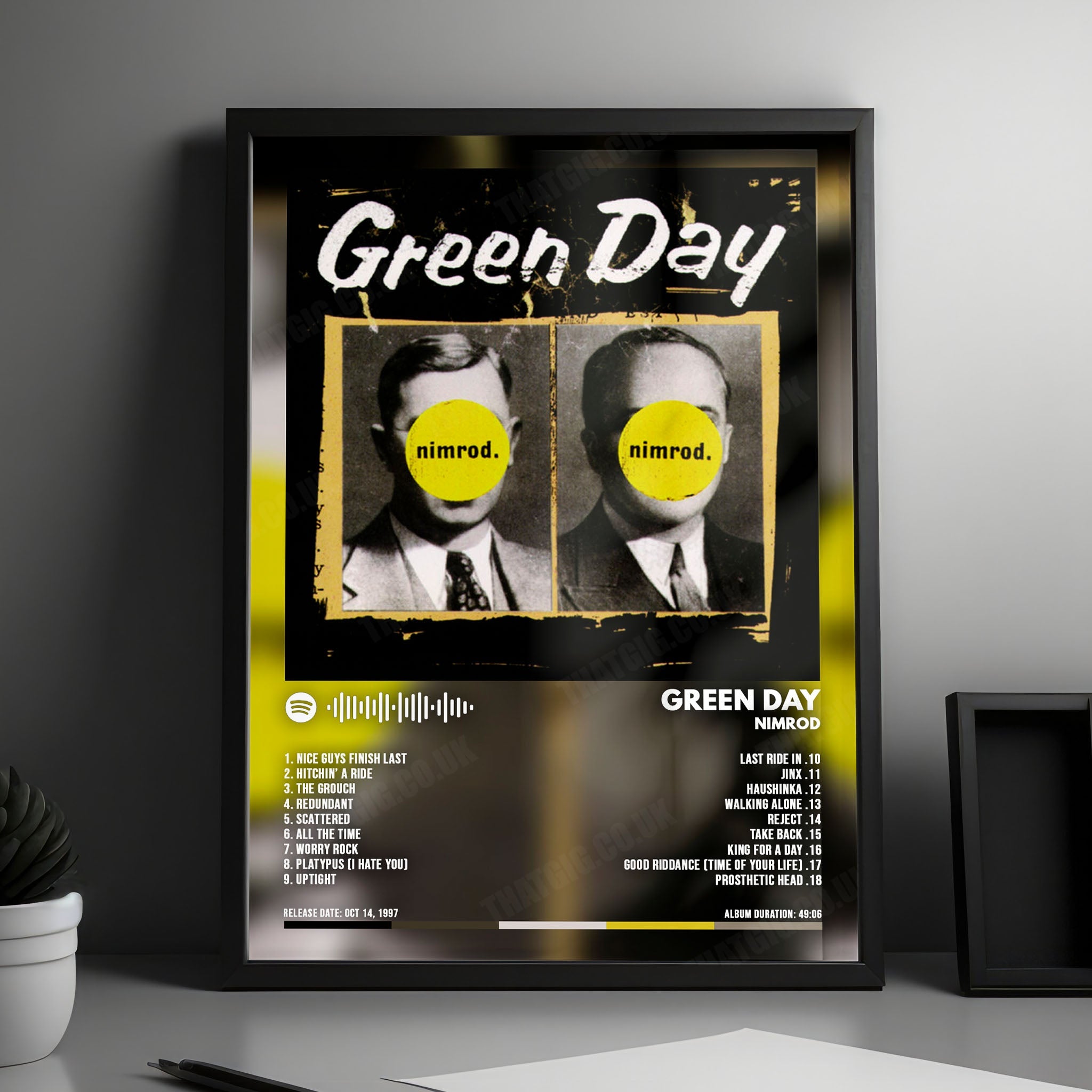 Green Day "Nimrod" Album Cover Poster - with Complete Tracklist