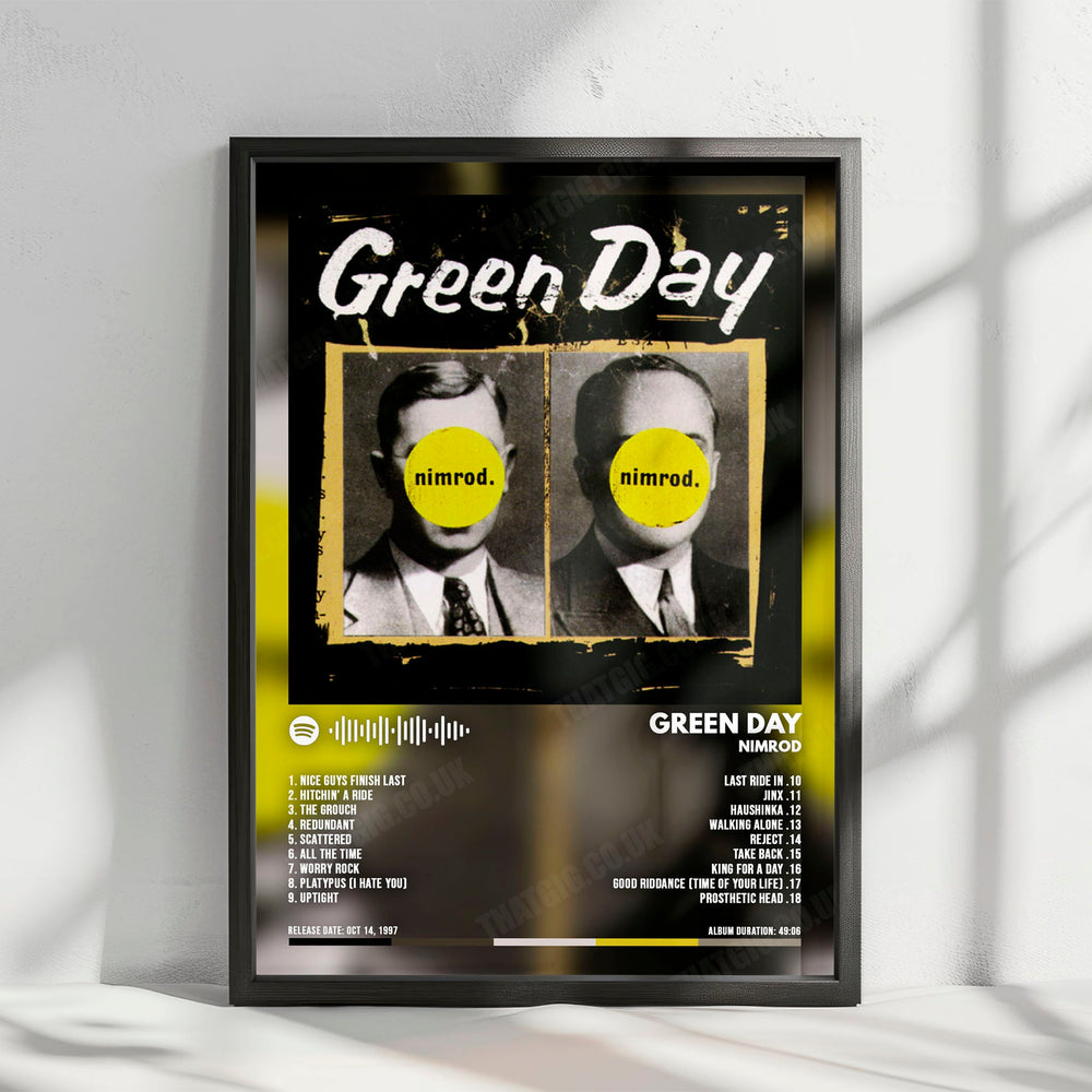 Green Day "Nimrod" Album Cover Poster - with Complete Tracklist