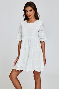 Lace Mini Dress In White