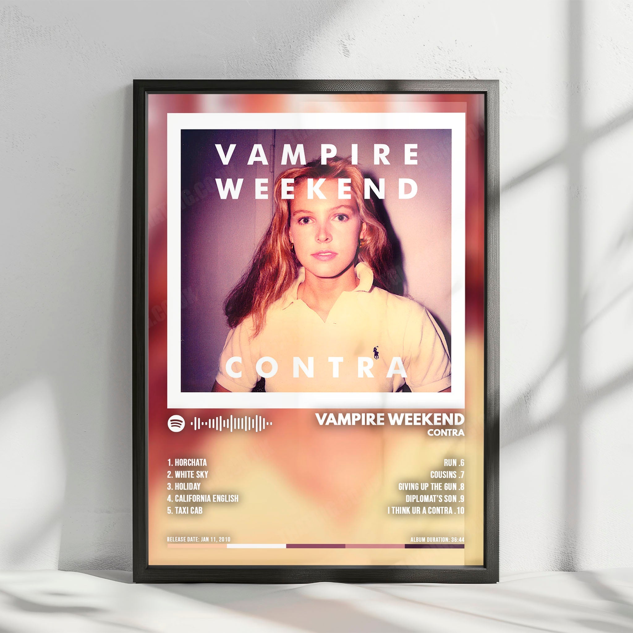 Vampire Weekend "Contra" Album Cover Poster - with Complete Tracklist