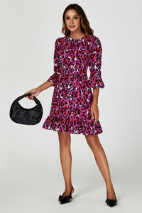 Leopard Print Mini Dress In Pink