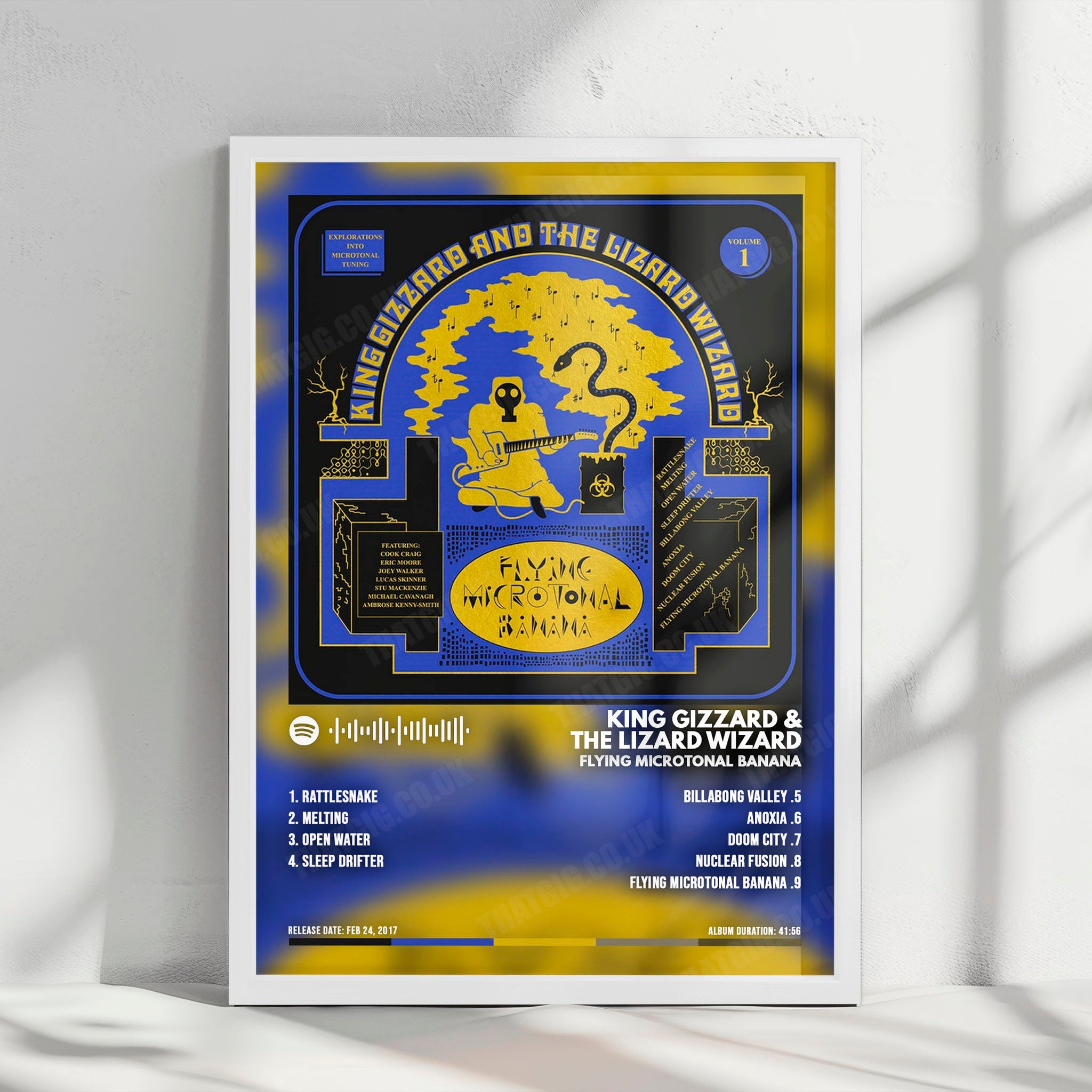 King Gizzard & The Lizard Wizard "Flying Microtonal Banana" Album Cover Poster - with Complete Tracklist