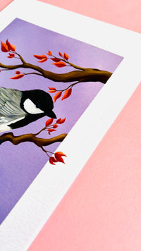 Coal Tit Autumn Art Print for Nature Lovers