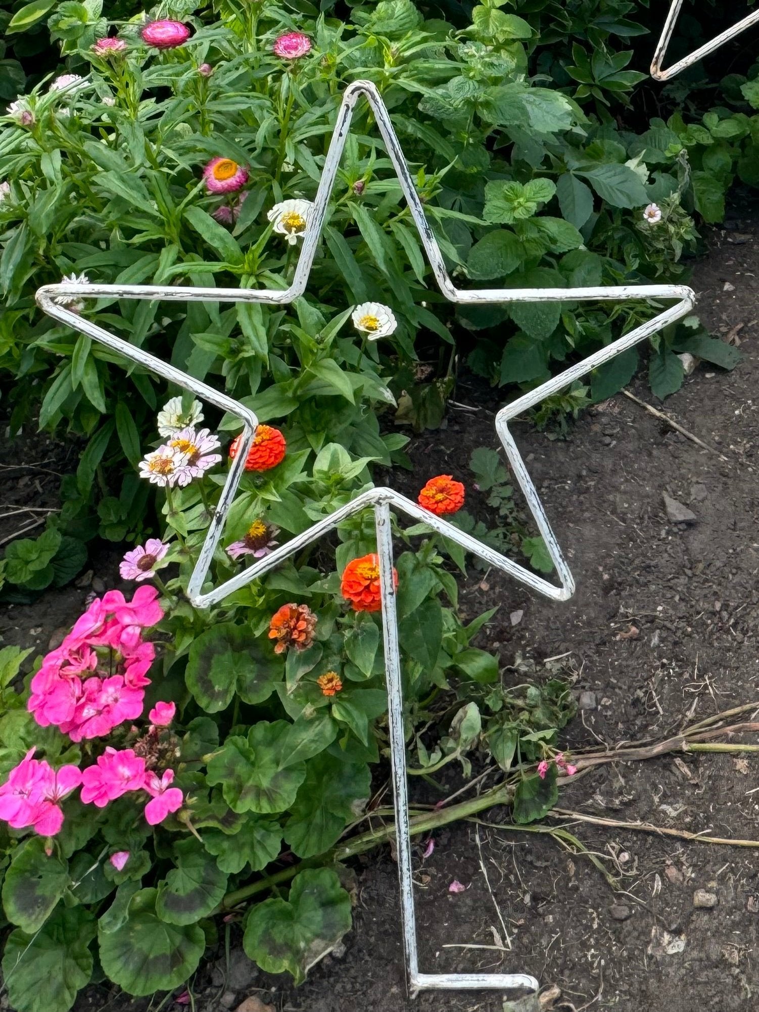 Garden Stars On Ground Spikes / Metal Star Ornaments / Lawn Decor