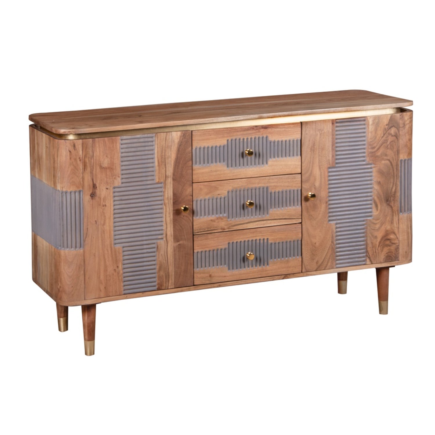 Berkley Acacia Wood 2 Doors 3 Drawers Sideboard