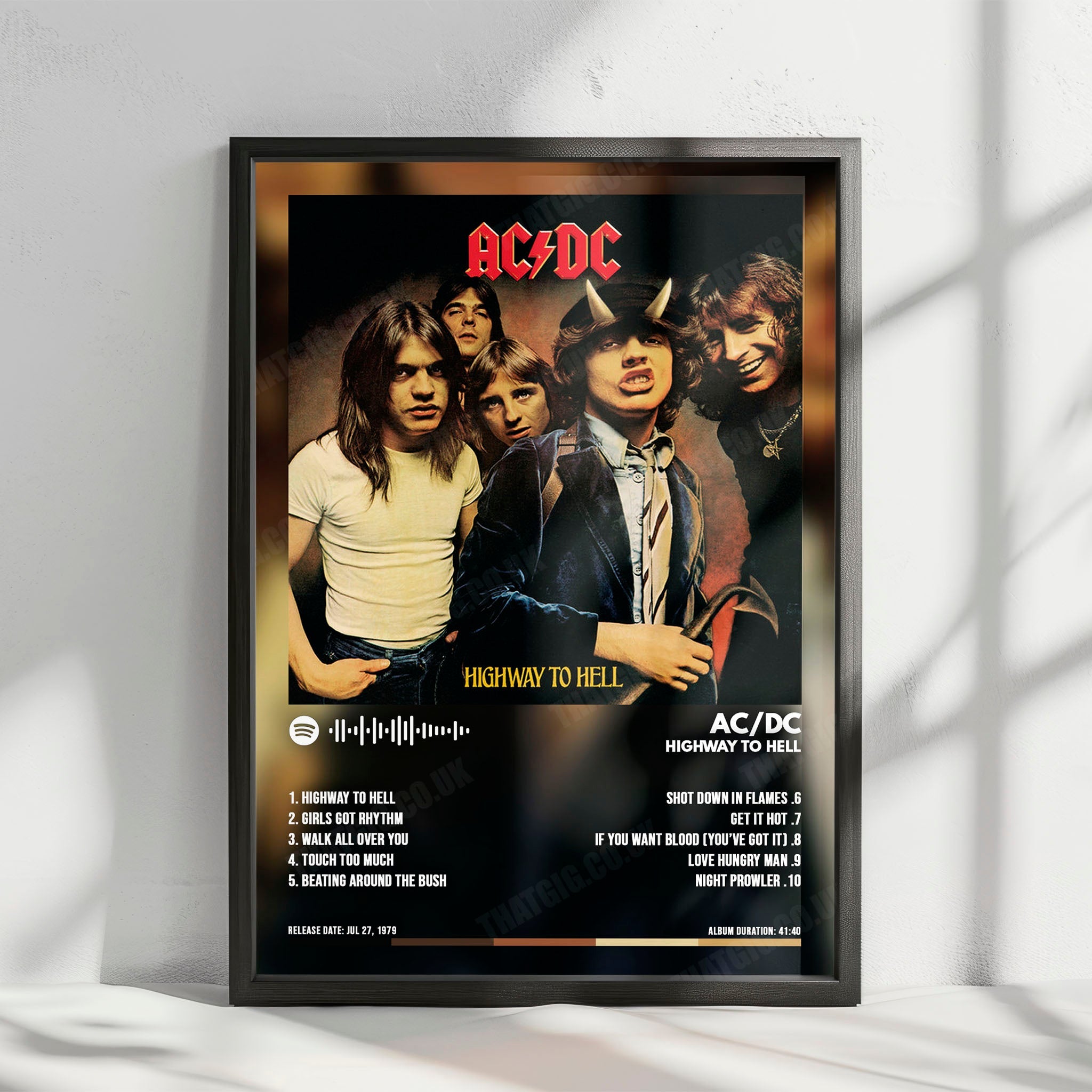 AC/DC "Highway to Hell" Album Cover Poster - with Complete Tracklist