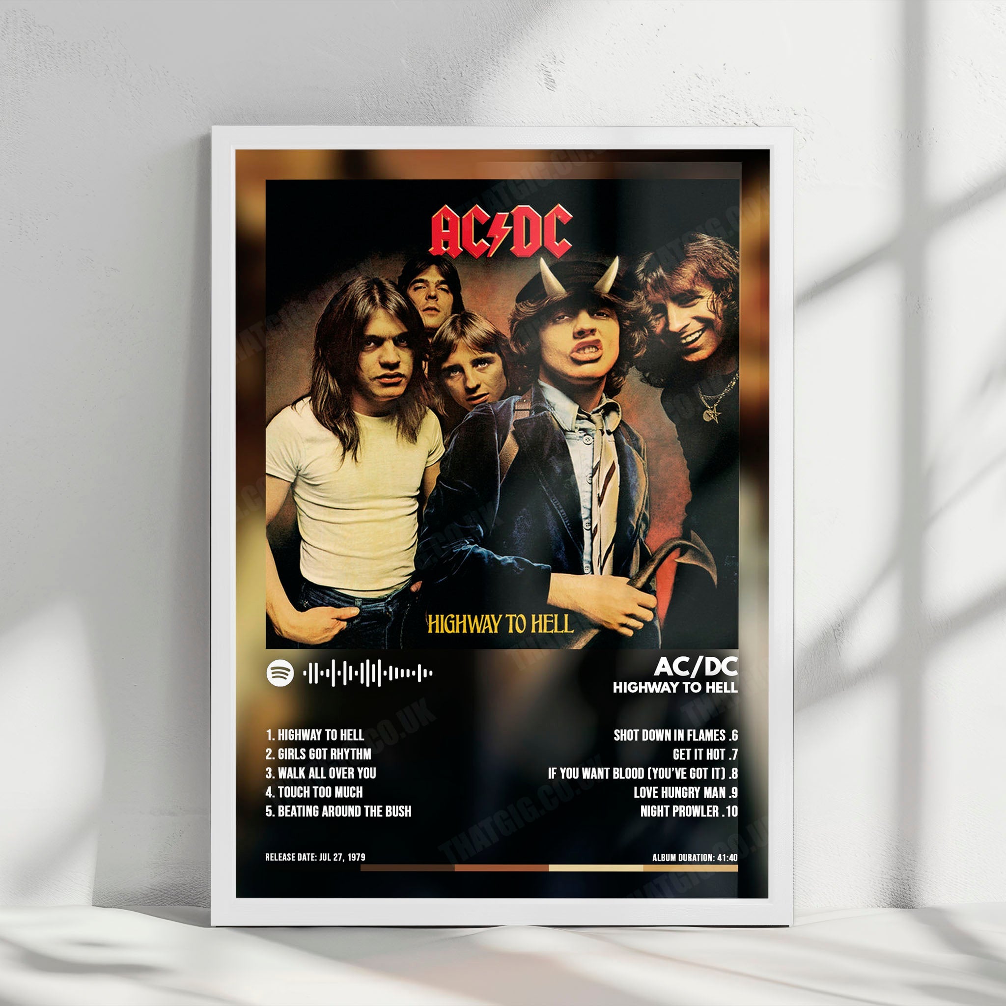 AC/DC "Highway to Hell" Album Cover Poster - with Complete Tracklist