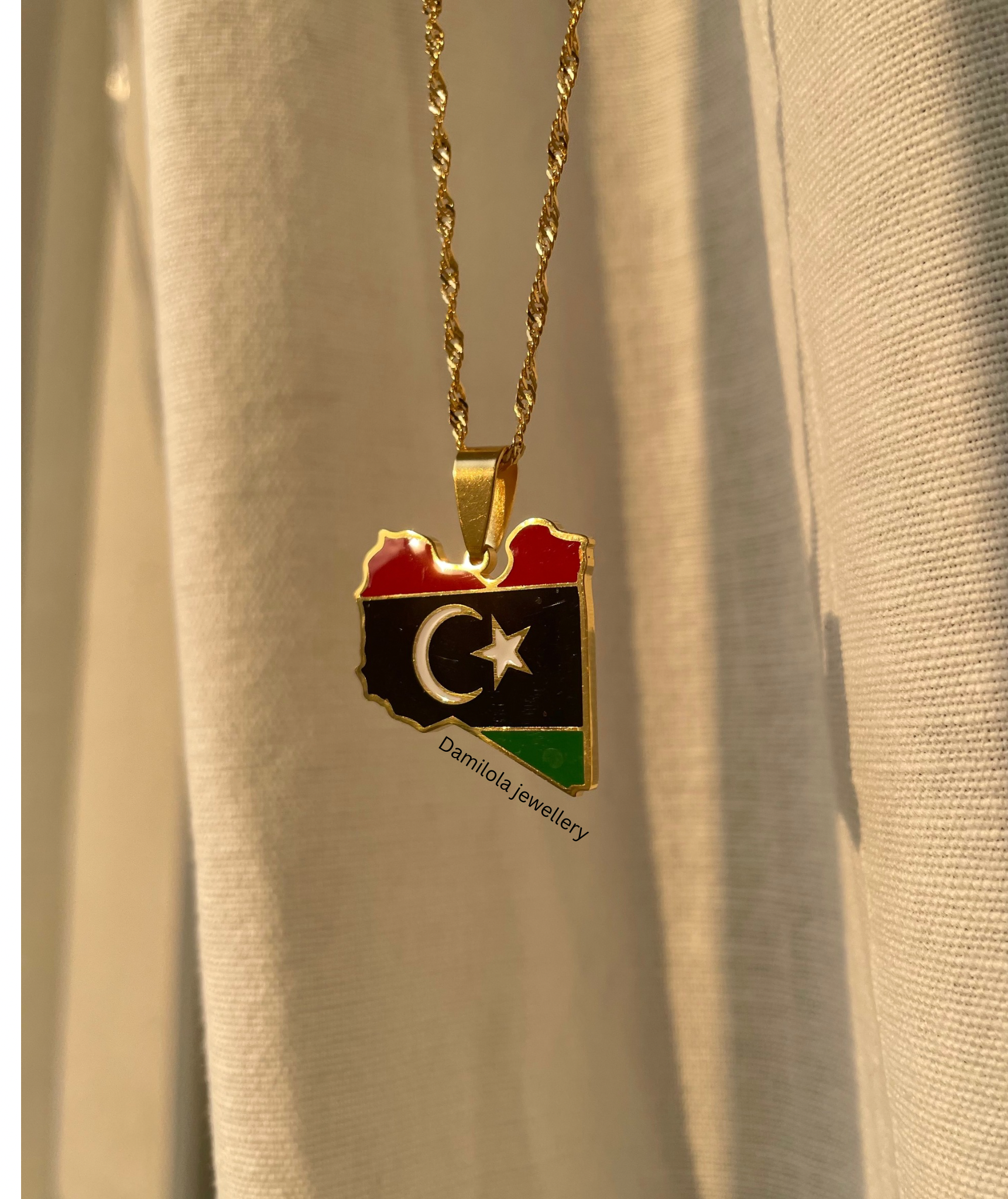 Libya Flag Map Necklace 🇱🇾