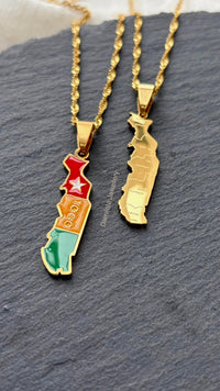 Togo Flag Map Necklace - Gold