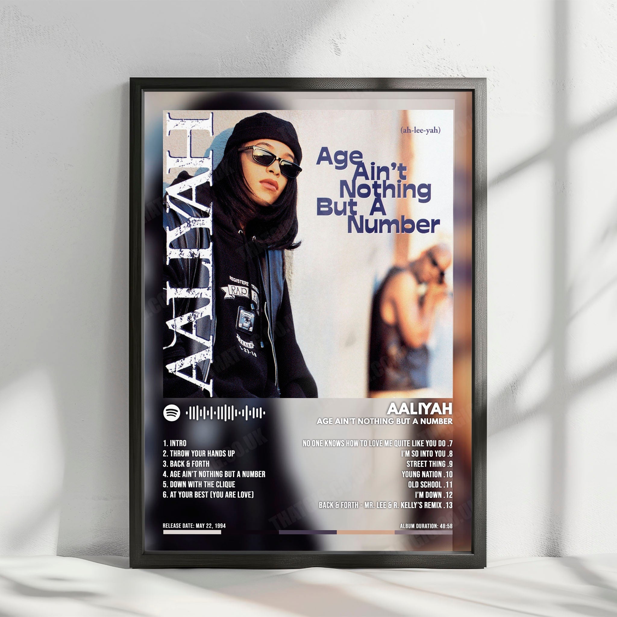 Aaliyah "Age Ain't Nothing but a Number" Album Cover Poster - with Complete Tracklist