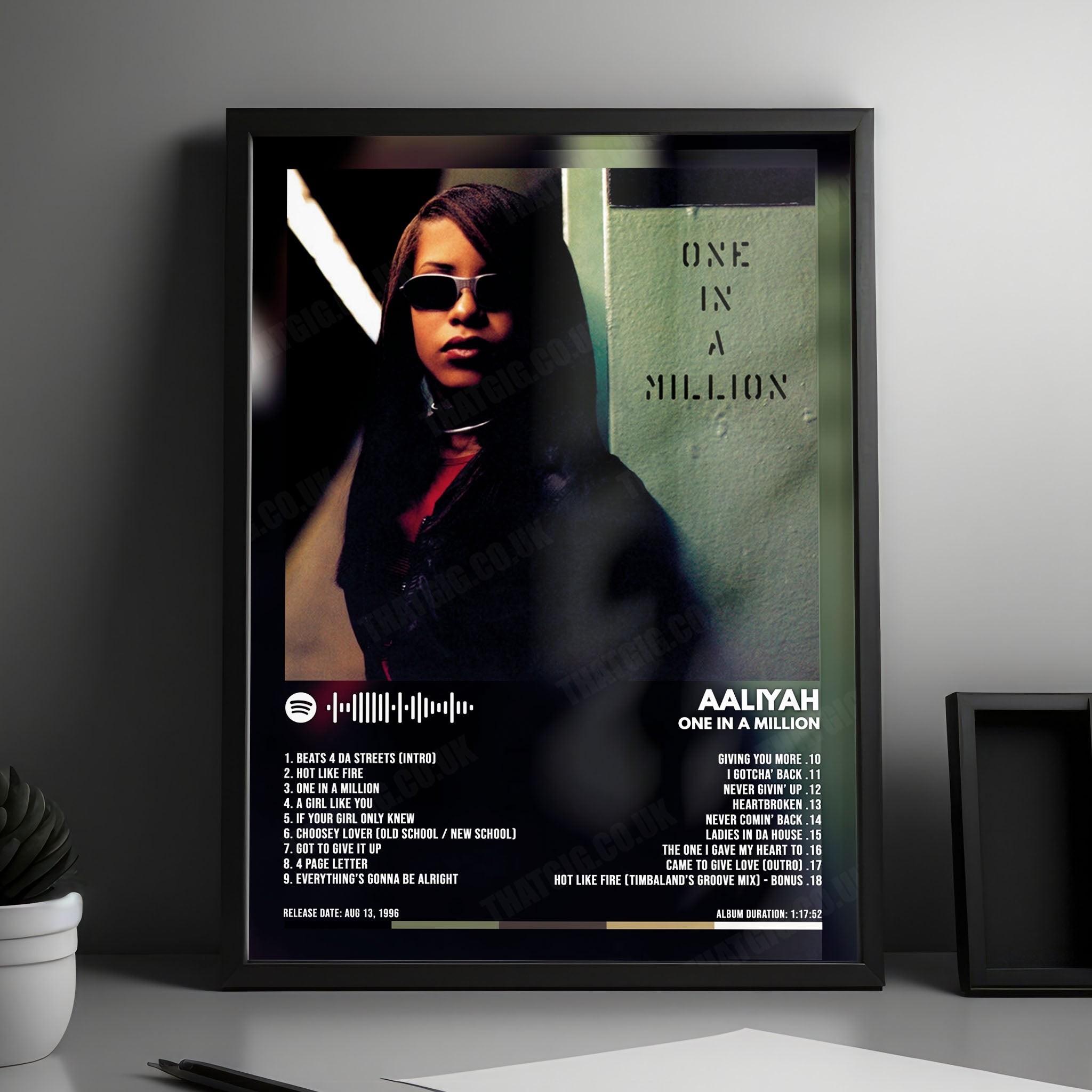 Aaliyah "One in a Million" Album Cover Poster - with Complete Tracklist
