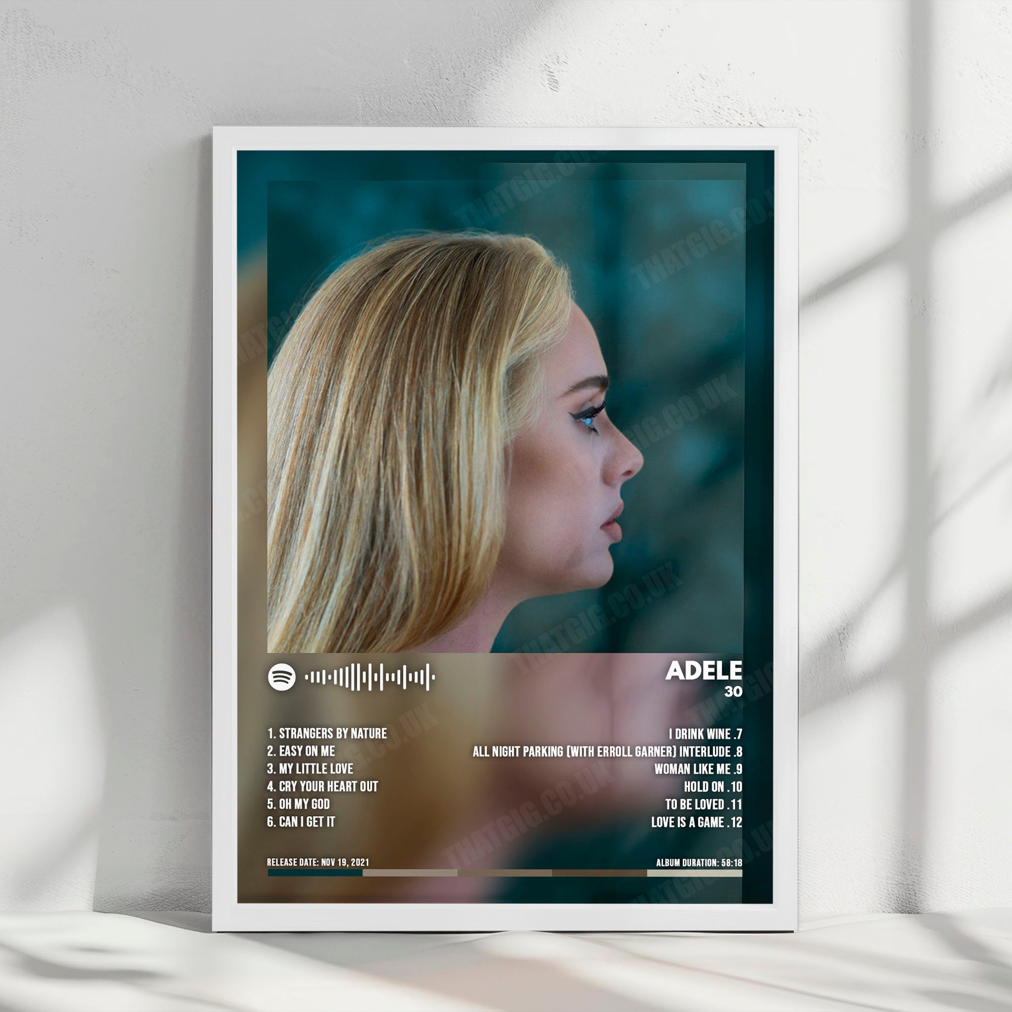 Adele - "30" Album Cover Poster - with Complete Tracklist