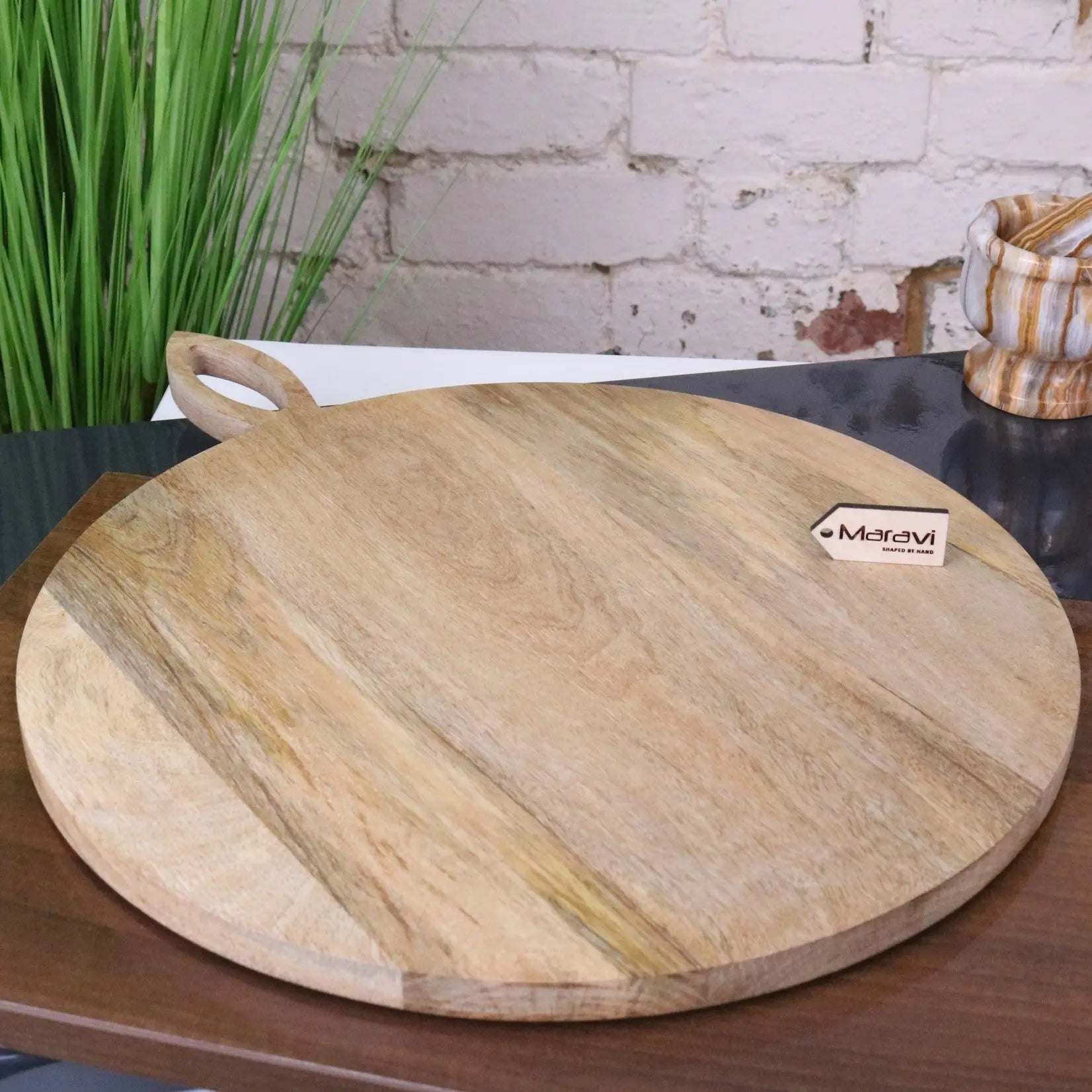 Amba Rustic Mango Wood Round Serving Board 38cm