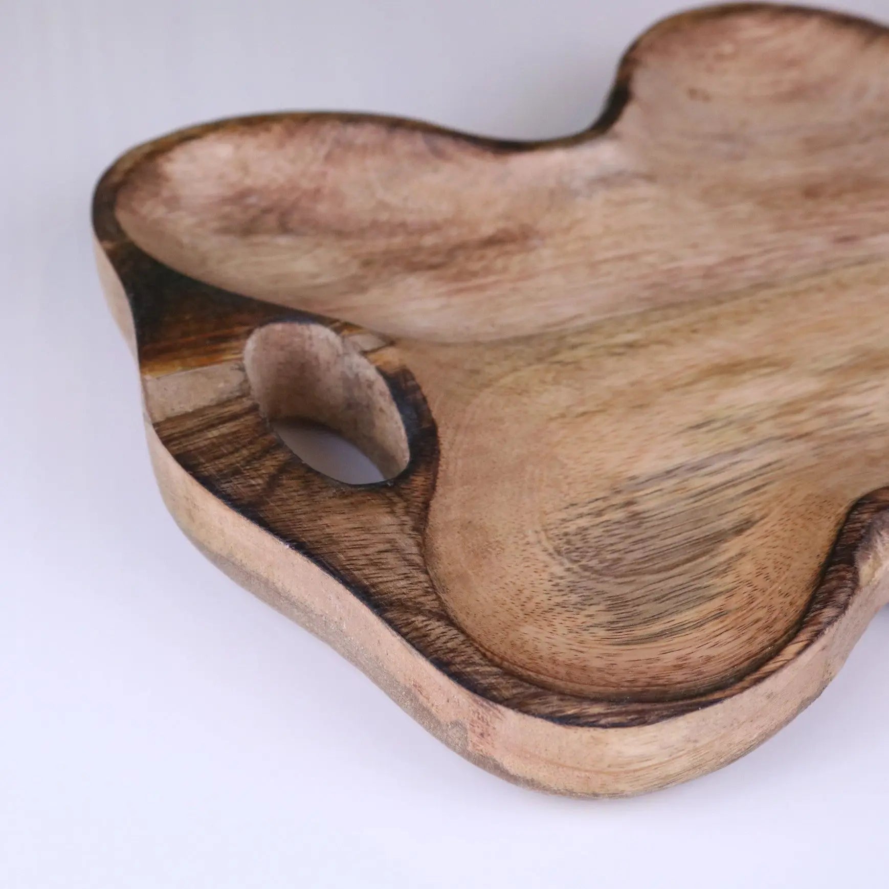 Amrola Handcrafted Mango Wood Serving Dish - Unique Wave-Shape Design