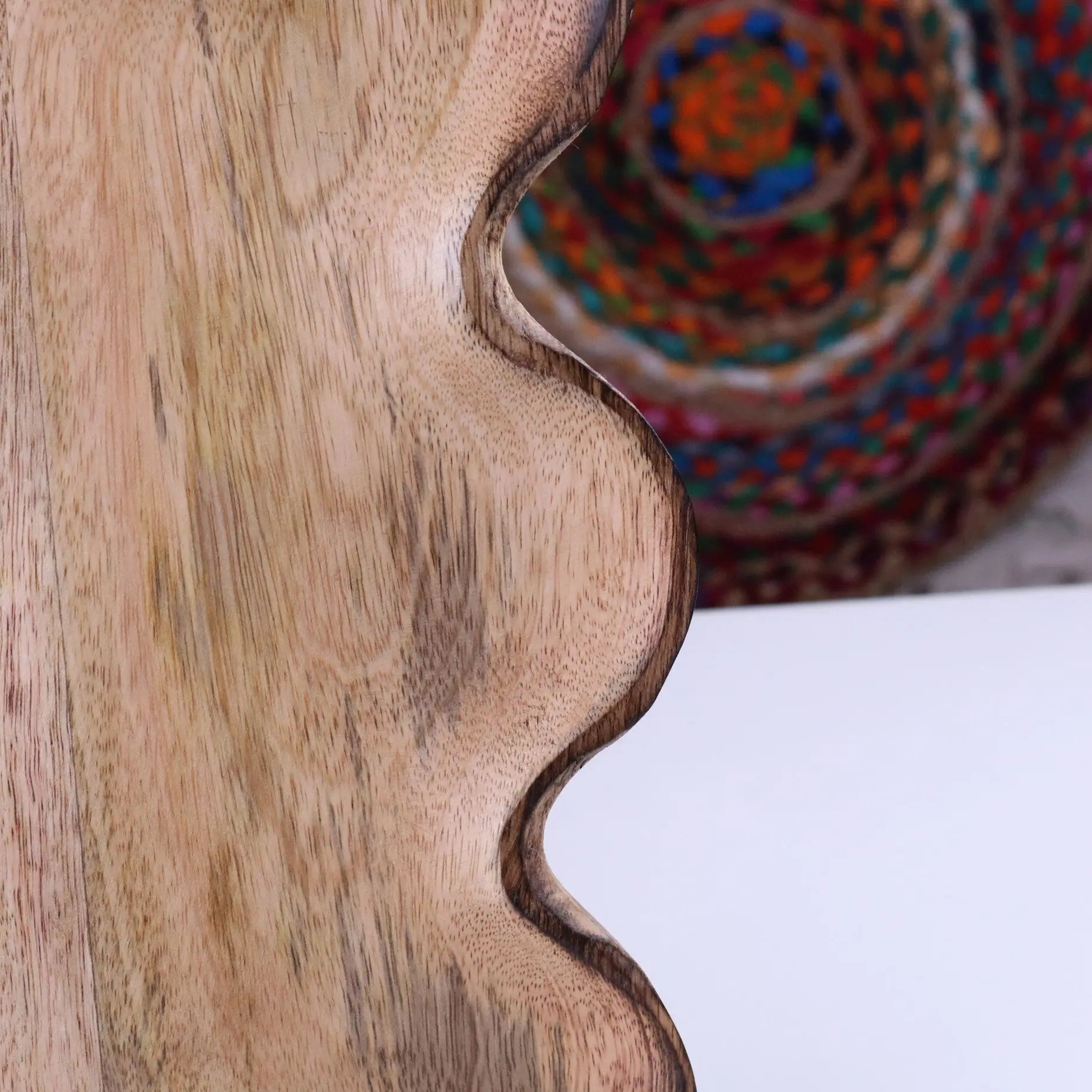 Amrola Handcrafted Mango Wood Serving Dish - Unique Wave-Shape Design