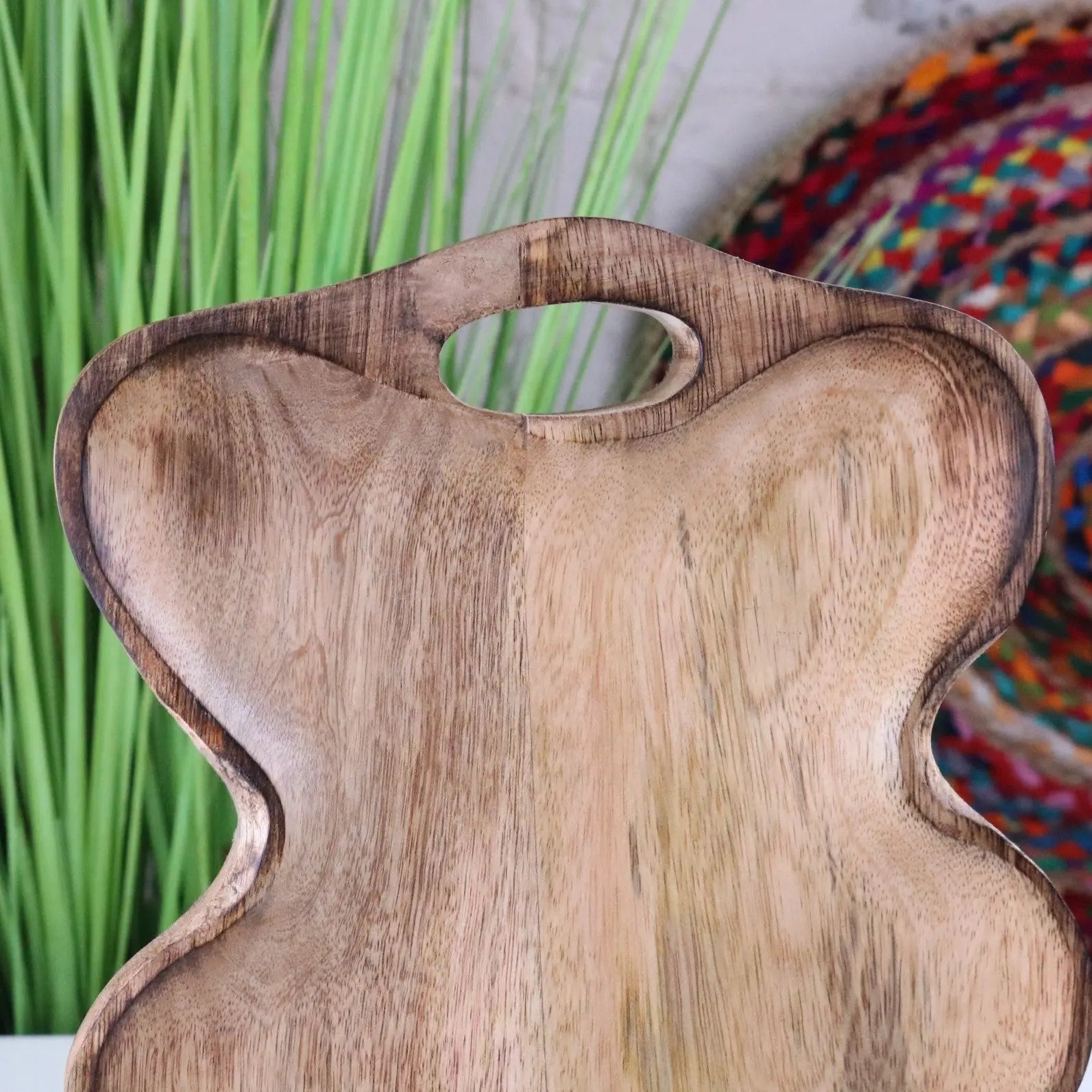 Amrola Handcrafted Mango Wood Serving Dish - Unique Wave-Shape Design