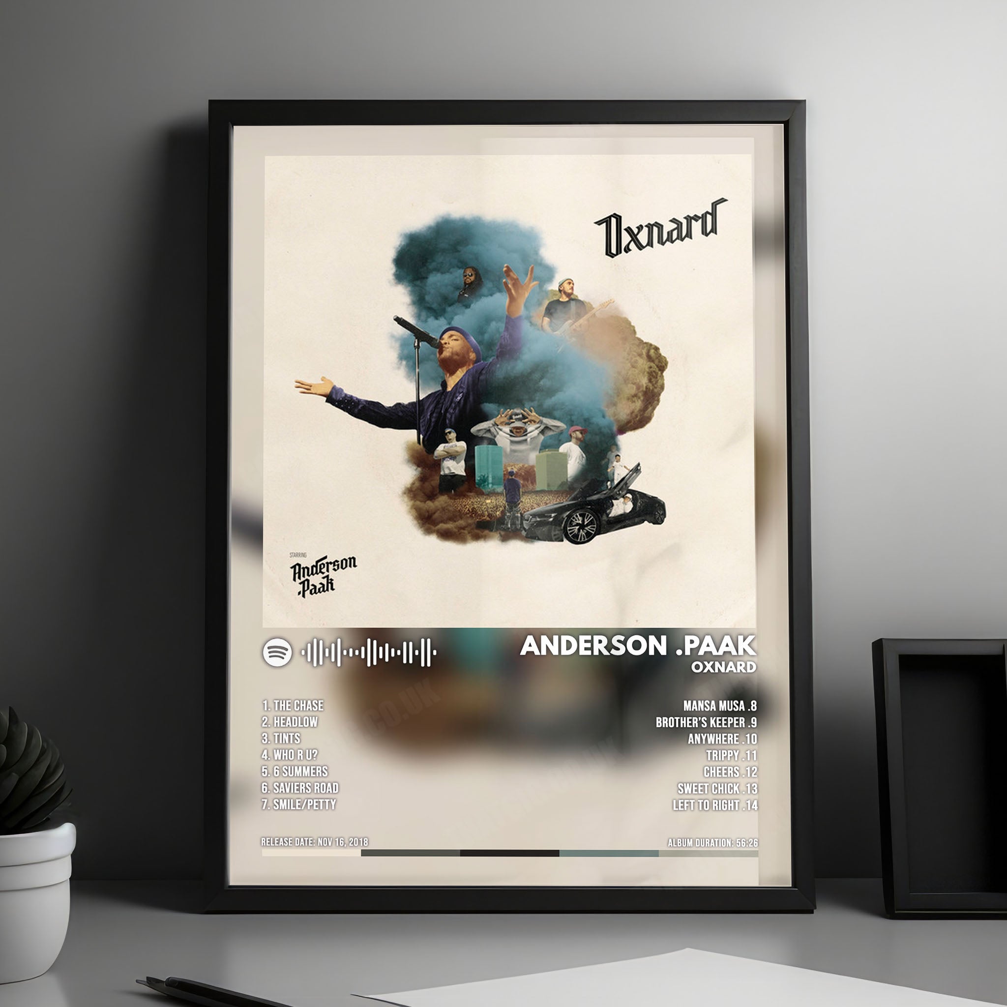 Anderson .Paak "Oxnard" Album Cover Poster - with Complete Tracklist