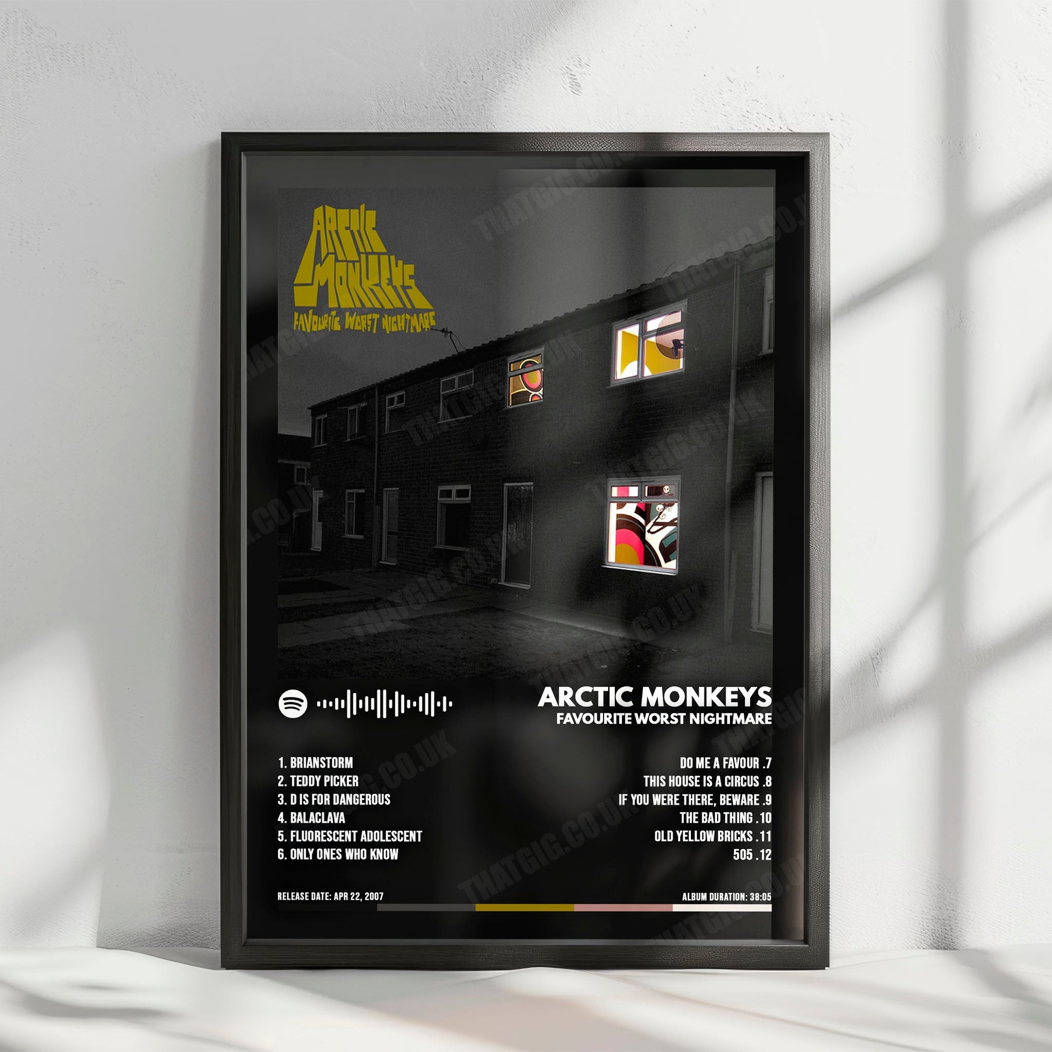 Arctic Monkeys "Favourite Worst Nightmare" Album Cover Poster - with Complete Tracklist