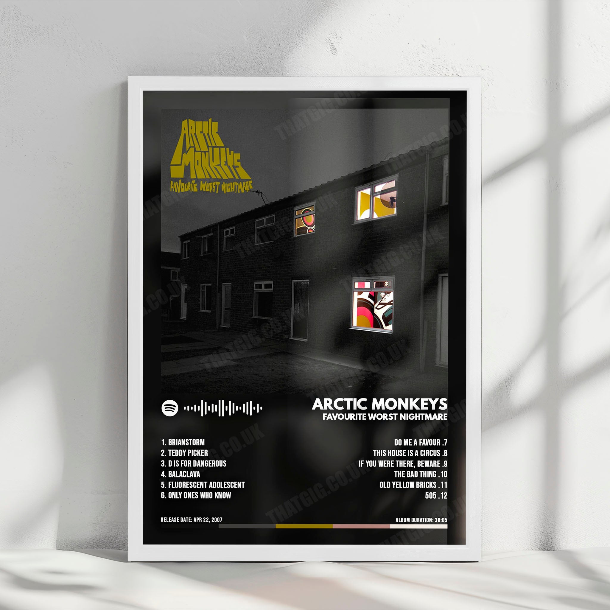 Arctic Monkeys "Favourite Worst Nightmare" Album Cover Poster - with Complete Tracklist