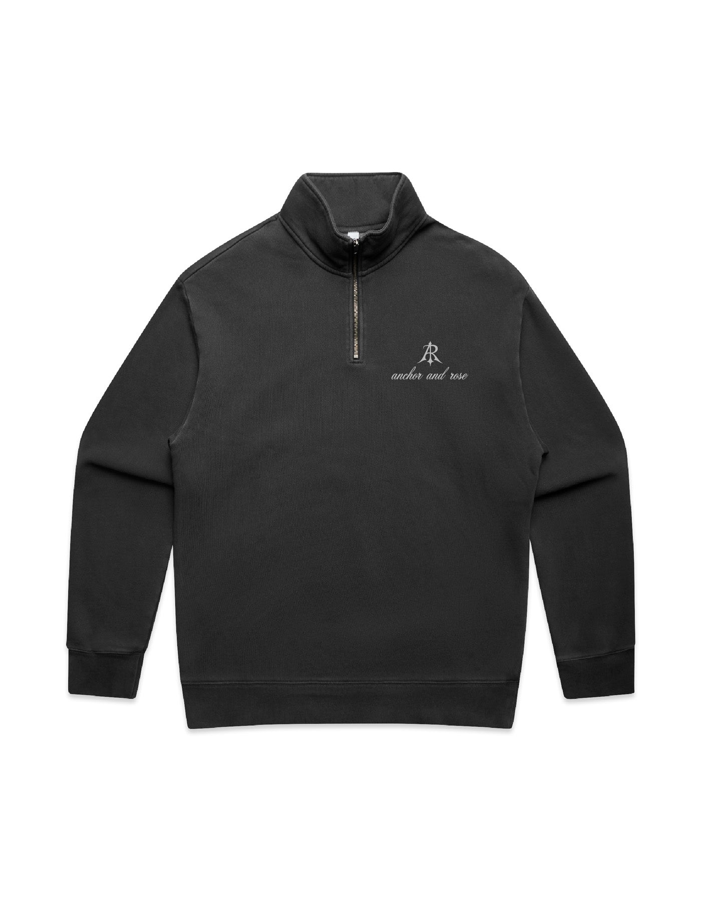 Script Faded Relax Half Zip Sweater