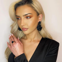 Bryony Black Statement Multi Petal Earrings