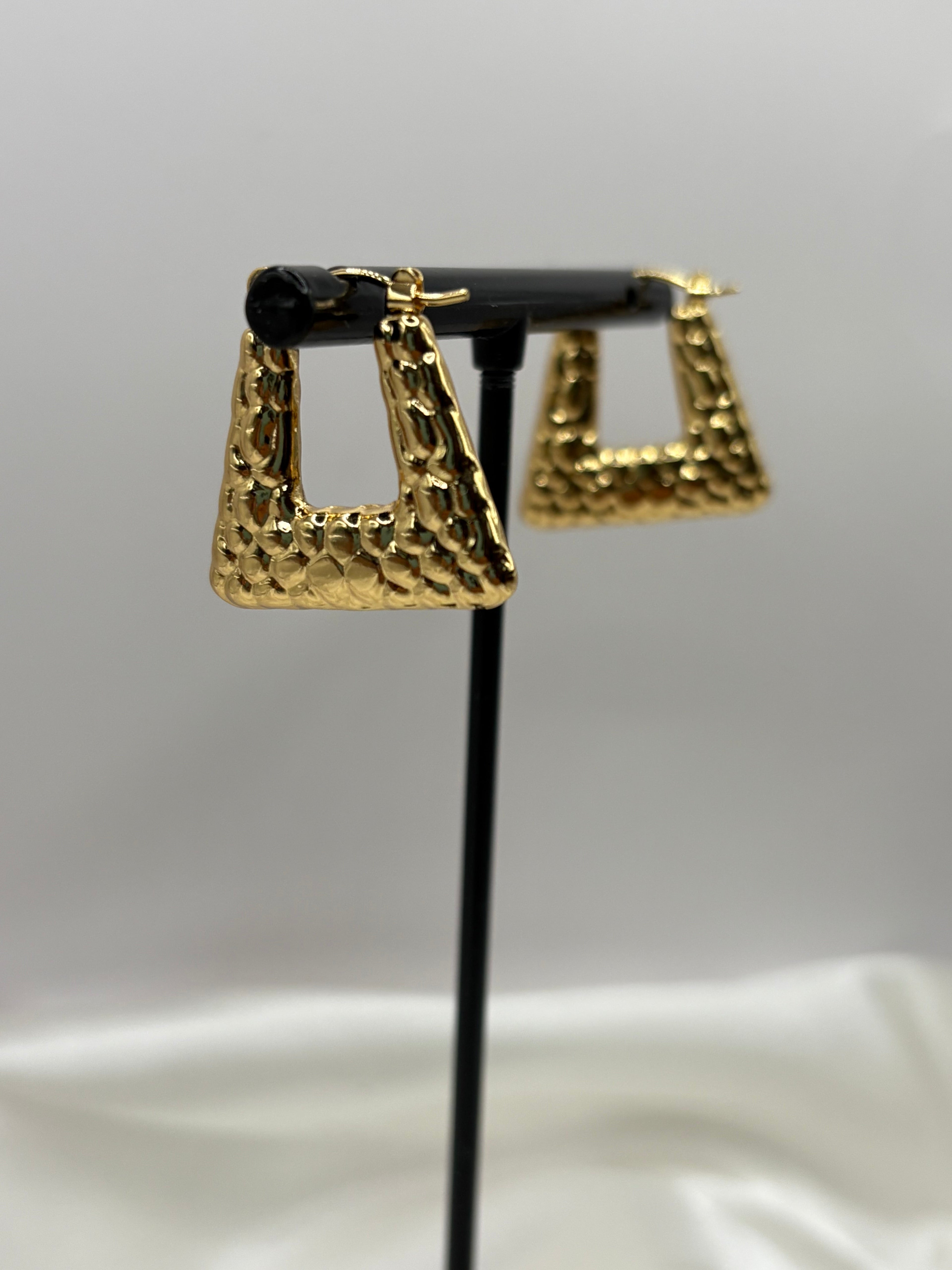 Gold ‘Tianna’ Textured Triangle Hoops