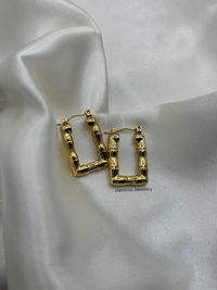 Gold ‘Brooklyn’ Bamboo Rectangle Hoops