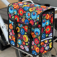 BikyBag Classic Single Pannier Bag for Bicycle Rear Carrier Rack (Folk Flowers)