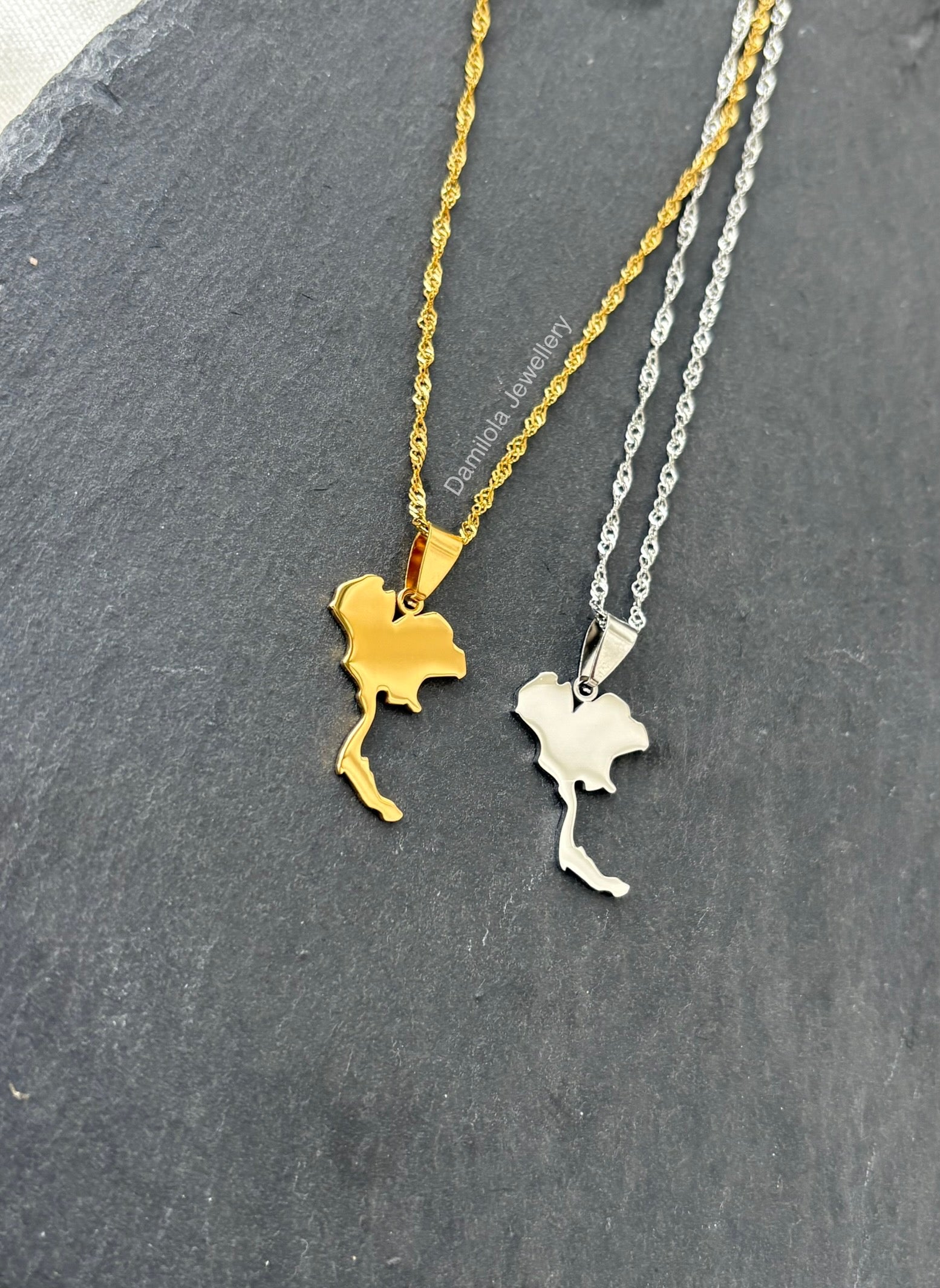 Thailand Map Necklace - Gold/Silver